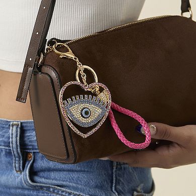 Jessica Simpson Evil Eye Heart Keychain with Pink Strap