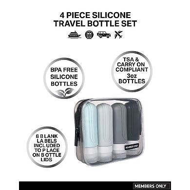 Members Only Silicone Travel Bottle Set, 4 Piece