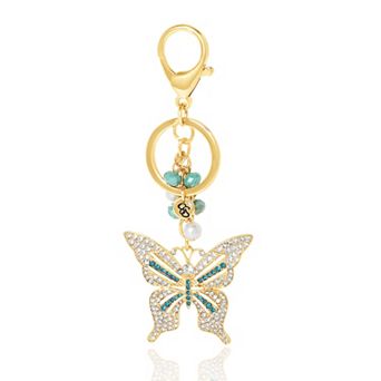 Jessica Simpson Imitation Gold Plated Crystal Butterfly Keychain
