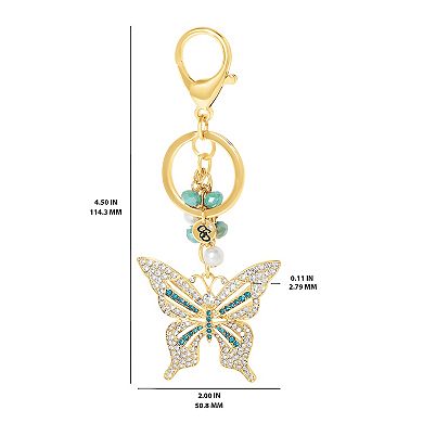 Jessica Simpson Imitation Gold Plated Crystal Butterfly Keychain