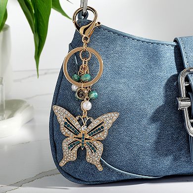Jessica Simpson Imitation Gold Plated Crystal Butterfly Keychain