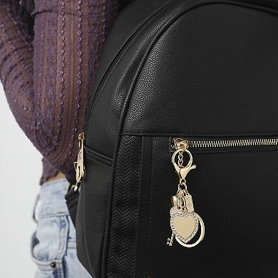 Jessica Simpson Gold Plated Crystal Heart Lock Keychain