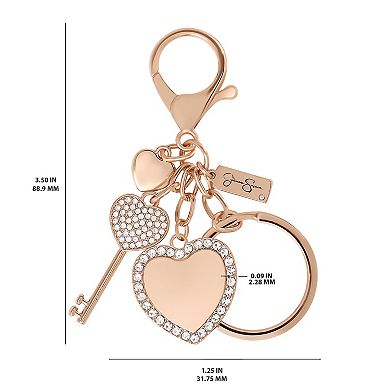 Jessica Simpson Gold Plated Crystal Heart Lock Keychain
