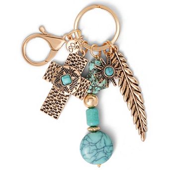 Jessica Simpson Turquoise Bead Keychain with Charms