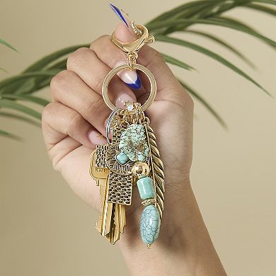 Jessica Simpson Turquoise Bead Keychain with Charms