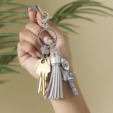 Jessica Simpson Western Cross & Tassel Charm Keychain