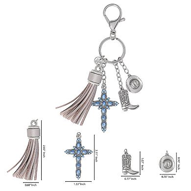 Jessica Simpson Western Cross & Tassel Charm Keychain
