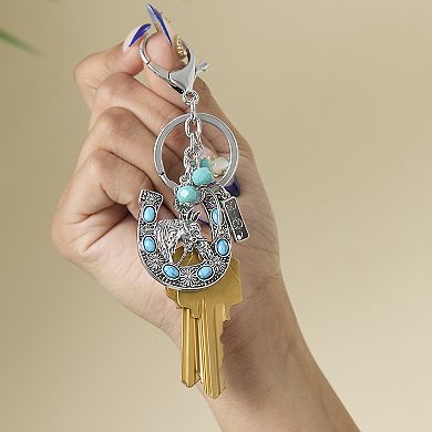 Jessica Simpson Horseshoe & Star Keychain with Turquoise Charms