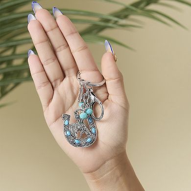 Jessica Simpson Horseshoe & Star Keychain with Turquoise Charms