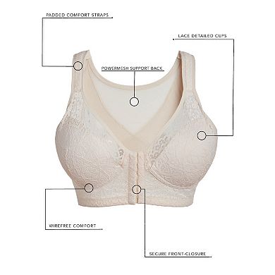 The Nora - Shimmer Support Back Lace Front-Closure Bra