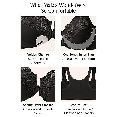 Plus Size Glamorise WonderWire Front-Closure Posture Lace Bra