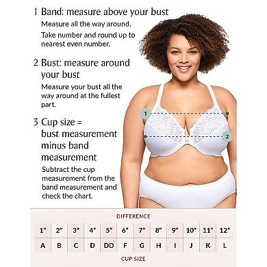 Plus Size Glamorise WonderWire Front-Closure Posture Lace Bra 1255