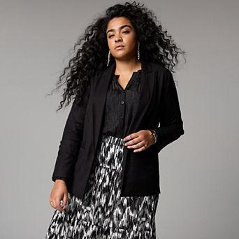 Plus Size Simply Vera Vera Wang Roll Tab Relaxed Blazer