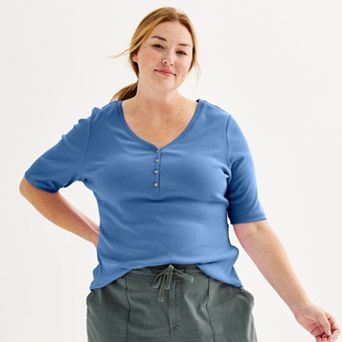 Plus Size Sonoma Goods For Life® Slim Fit Elbow Sleeve Henley