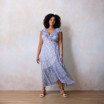 Plus Size LC Lauren Conrad Flutter Sleeve Wrap Maxi Dress