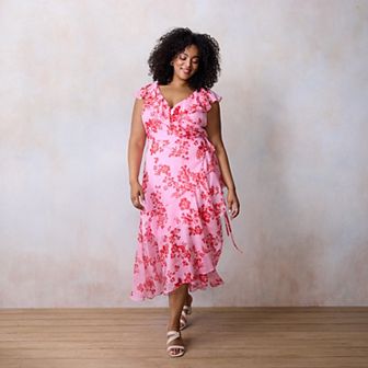 Plus Size LC Lauren Conrad Flutter Sleeve Wrap Maxi Dress