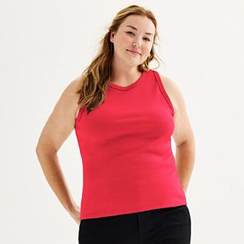 Plus Size Sonoma Goods For Life® High Neck Ribbed Layering Tank Top