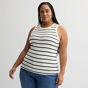 Plus Size Sonoma Goods For Life® High Neck Ribbed Layering Tank Top