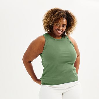 Plus Size Sonoma Goods For Life® High Neck Ribbed Layering Tank Top