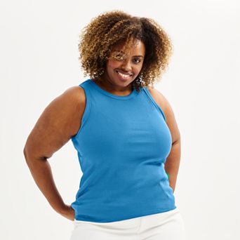 Plus Size Sonoma Goods For Life® High Neck Ribbed Layering Tank Top