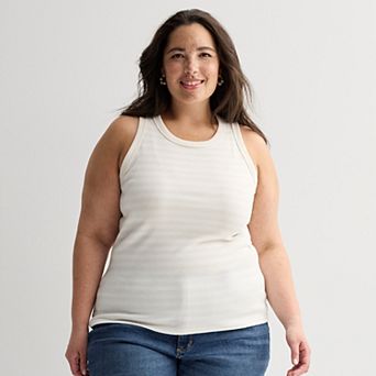 Plus Size Sonoma Goods For Life® High Neck Ribbed Layering Tank Top