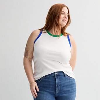 Plus Size Sonoma Goods For Life® High Neck Ribbed Layering Tank Top