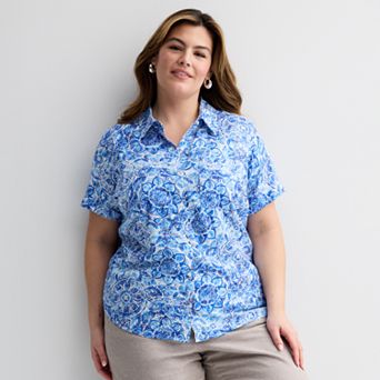 Plus Size Croft & Barrow® Camp Shirt
