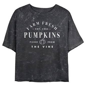 Juniors' Farm Fresh Pumpkins Short Sleeve Crop Top