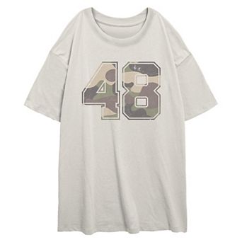 Juniors' 48 Camo Print Graphic Tee