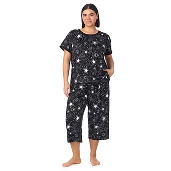 Plus Size Cuddl Duds® 2 pc Cozy Pajama Top & Pajama Cropped Pants Set
