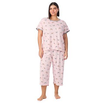 Plus Size Cuddl Duds® 2 pc Cozy Pajama Top & Pajama Cropped Pants Set