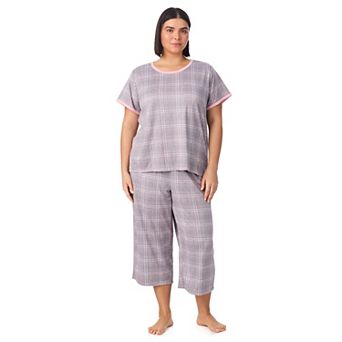 Plus Size Cuddl Duds® 2 pc Cozy Pajama Top & Pajama Cropped Pants Set