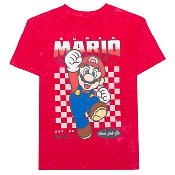 Boys 8-20 Super Mario Jump Checkerboard Graphic Tee