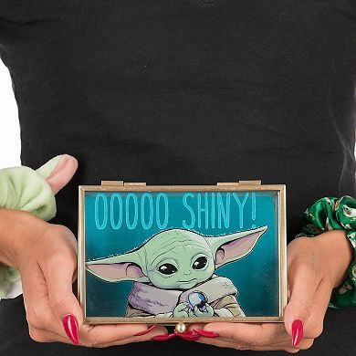 Star Wars The Mandalorian Grogu OOOOO SHINY! Gold Trim Glass Jewelry Box
