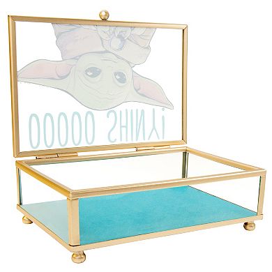 Star Wars The Mandalorian Grogu OOOOO SHINY! Gold Trim Glass Jewelry Box