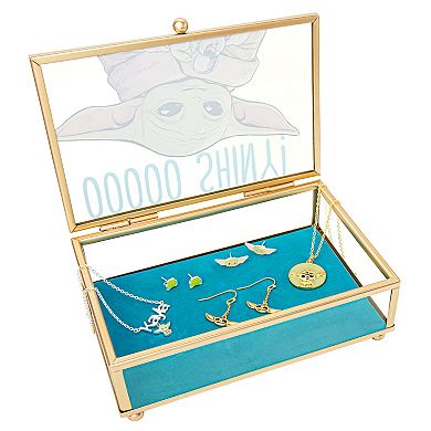 Star Wars The Mandalorian Grogu OOOOO SHINY! Gold Trim Glass Jewelry Box
