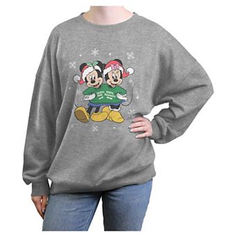 Juniors' Disney’s Mickey & Minnie Nice & Naughty Long Sleeve Fleece Pullover