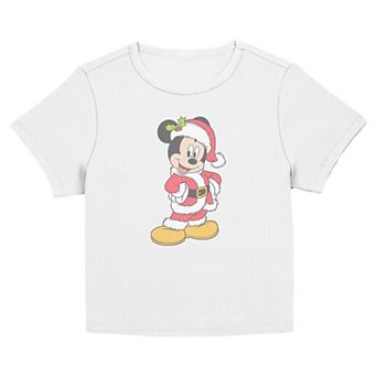 Juniors' Disney’s Mickey Mouse Santa Graphic Tee