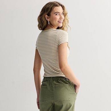 Juniors' SO® Ribbed Crew Neck Short Sleeve Top