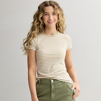 Juniors' SO® Ribbed Crew Neck Short Sleeve Top