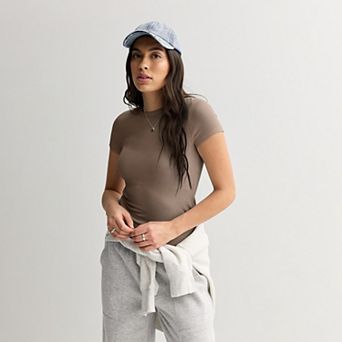 Juniors' SO® Ribbed Crew Neck Short Sleeve Top