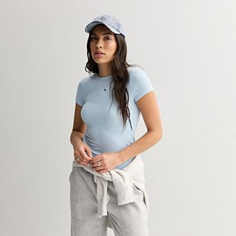 Juniors' SO® Ribbed Crew Neck Short Sleeve Top