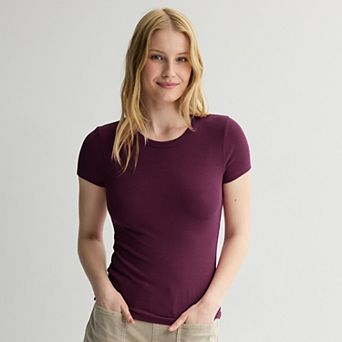 Juniors' SO® Ribbed Crew Neck Short Sleeve Top