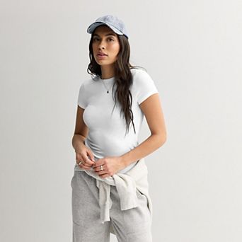 Juniors' SO® Ribbed Crew Neck Short Sleeve Top