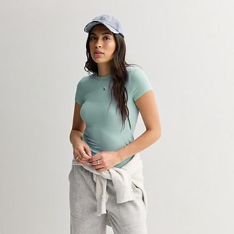 Juniors' SO® Ribbed Crew Neck Short Sleeve Top