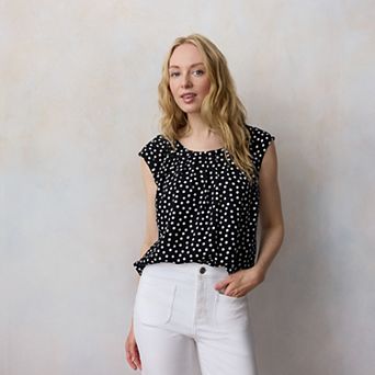 Women's LC Lauren Conrad Pleated Scoopneck Top