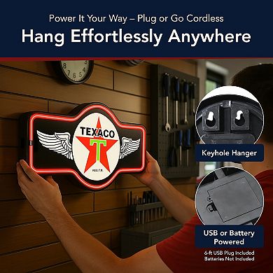 American Art Décor LED Neon Texaco Oil Wall Decor