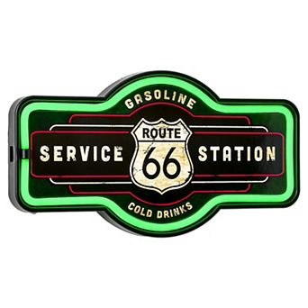 American Art Décor LED Neon Rope Route 66 Service Station Sign Wall Decor