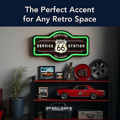 American Art Décor LED Neon Rope Route 66 Service Station Sign Wall Decor