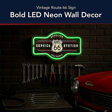American Art Décor LED Neon Rope Route 66 Service Station Sign Wall Decor